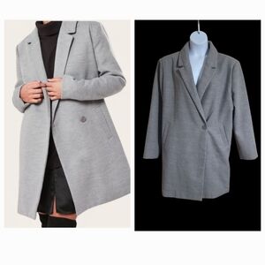 NWT Missguided Longline Dress Coat Open Front Jacket Gray Wool Like Size 24 (3X)